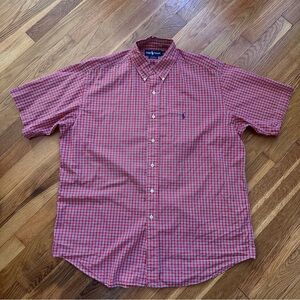 Ralph Lauren Blake Shirt Men’s Large Short Sleeve Button-Down Red Micro Plaid